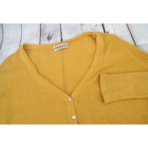 URBAN OUTFITTERS Mustard Yellow Courtney Crop Waffle Knit Thermal Cardigan SMALL